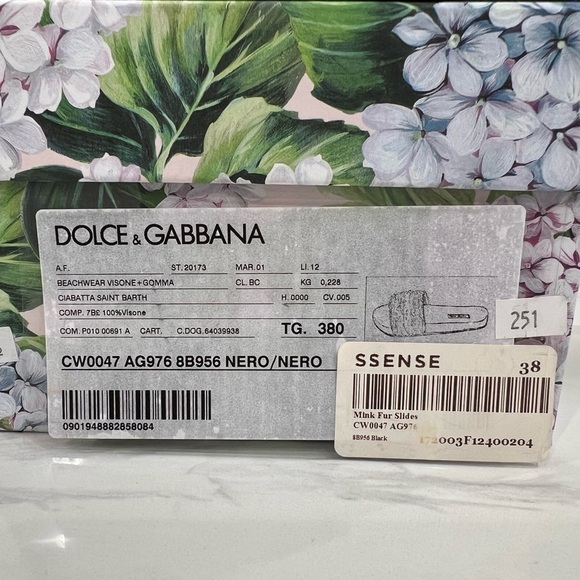 DOLCE & GABBANA Black REAL MINK FUR & RUBBER SLIDES CIABATTA SAINT BARTH sz 38 - Picture 7 of 10